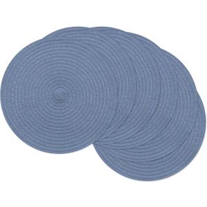 SHACOS 13 inch Round Braided Placemats Set of 6 Non Slip Washable Place Mats Fabric Polyester Table Mats for Dining Table Home Kitchen Wedding Party Decor, Dusty Blue