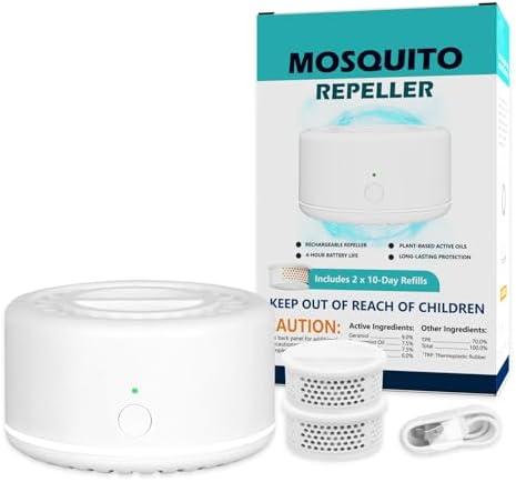 Mosquito Repellent Outdoor Patio, Bug Repellent Outdoor Electronic Mosquito Repeller for Camping Outing Hiking, Mosquito Control Device(2 Refill, Citronella)