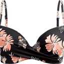Aqua Eve Women Underwire Bikini Top Only - 2025 Push Up Swim Top Padded Bra Swimsuit (XX-Large, Black Floral)