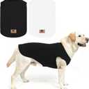 KOOLTAIL Large Dog Clothes for Boy Girl, 2 Pack Cotton Summer Dog T Shirts UV & Insect Protection for Outdoor Camping, Anti-Hair Loss Breathable Sleeveless Pet Vest Tank Tops Apparel, Black & White,XL