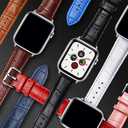 Compatible with Apple Watch Bands 49mm 46mm 45mm 44mm 42mm 41mm 40mm 38mm Alligator Leather Replacement Strap for iWatch Series 11/10/9/8/7/6/5/4/3 Ultra/SE 3/2/1 Unisex (Navy)