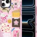 Case for iPhone 17 Pro Max, Cute Pink Art Collage Print Kawaii Design Girly Aesthetic Cartoon Pattern for Women Girls Teens Soft TPU Phone Case,6.9"