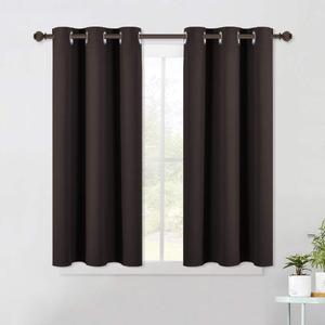 NICETOWN Blackout Curtain Panels for Bedroom Window, Triple Weave Microfiber Energy Saving Thermal Insulated Solid Grommet Blackout Draperies and Drapes (One Pair, 42 Inch by 45 Inch, Toffee Brown)