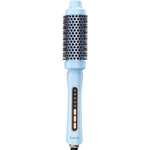 Farery Thermal Brush 1.5 Inch for Short to Medium Hair, Heated Round Curling Iron with 5 Heat Settings Up to 420F, Hot Styling Tool for Curls Bangs Volume Flips, Dual Voltage Travel (Blue)