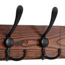 IBosins Wall Mounted Coat Rack, 31-2/5'' Long, Entryway Hanging Rack, Metal Wood Coat Hooks Rack with 8 Black Rustic Tri-Hooks Rail for Coat, Bag, Towel, Key, Hat, Umbrella (Brown)