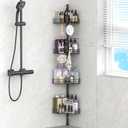 Adjustable Corner Shower Caddy Organizer Shelves, Bathroom Shelf, 4 Tier, Black, 2 Ways of Installation