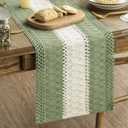 Artoid Mode Light Green Farmhouse Rustic Table Runner, Seasonal Hollow Kitchen Dining Table Decoration for Home Party Decor 12x36 Inch
