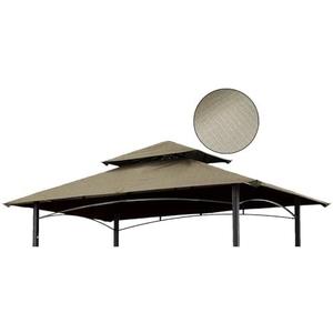 Grill Gazebo Replacement Canopy Roof – Hugline 5x8 Outdoor Grill Shelter Canopy Top Double Tiered BBQ Tent Cover Fit for Model L-GG001PST-F (Khaki Ripstop)