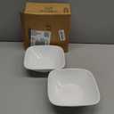 Corelle Vitrelle 2-PC Large 1-Qt Glass Serving Bowl, Crack and Chip Resistant, Square Serving Trays, White
