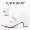 LAURMOSA Flower Girl Shoes Kids High Heels Mary Jane Flats Cute Pearl Rhinestones Girls Dress Pumps Shoes for Church Wedding Party Little Big Kids. size 13