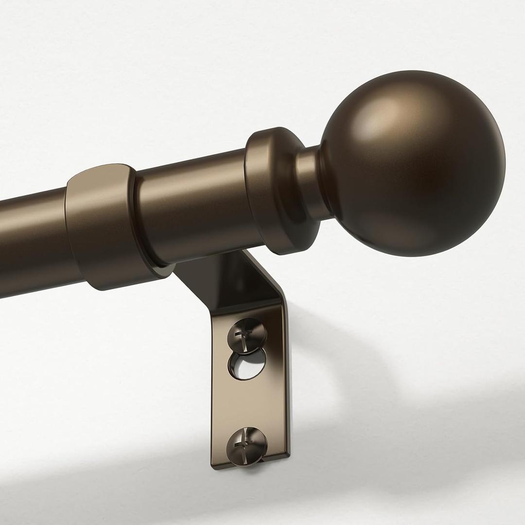 Bronze Curtain Rod, 1 Inch Adjustable Heavy Duty Curtain Rods for Windows 48 to 84 Inch, Decorative Modern Window Treatment Rods, Telescopic Splicing Metal Drapery Pole, Easy Installation (36''-88'' (1 Pack))