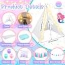 Windyun 4 Pack Mermaid Teepee Tent for Kids with Inflatable Airbed, String Light Fitted Sheet Mermaid Pillow Washable Toddler Indoor Play Tent for Girls Boys Sleepover Slumber Party