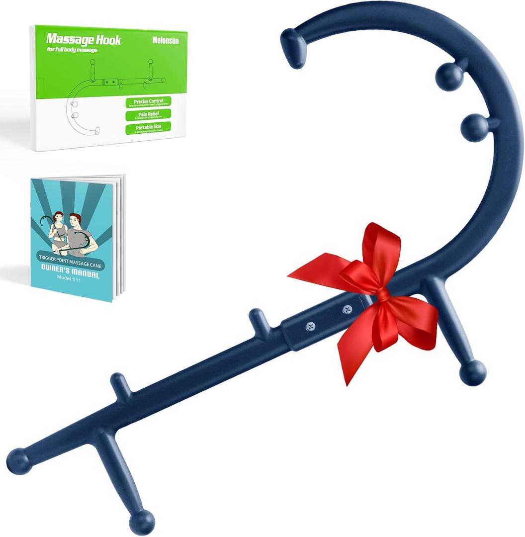 Trigger Point Massage Cane - Ergonomic Therapy Cane Self-Massage Hook for Back, Neck, Shoulder - Full-Body Muscle Pain Relief - Lightweight, Portable & BPA-Free, Gift for Men & Women (Royal Blue)