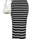 PRETTYGARDEN Sundresses for Women 2026 Summer Striped Knit Side Slit Spring Fashion Bodycon Maxi Dress Beach Vacation Clothes, M