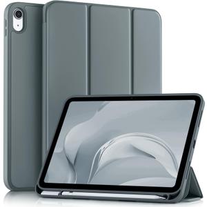 Akkerds Compatible with iPad (A16) 11th Generation Case 11 Inch 2025, for iPad 10th Generation Case 10.9 Inch 2022 with Pencil Holder, Slim Trifold Stand Protective Cover with Soft TPU Back, Dark Grey