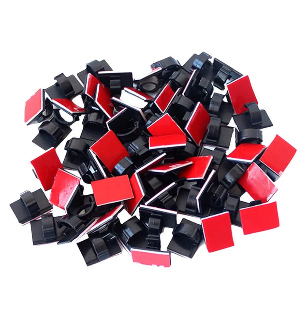 Adhesive Clips Strong Wire Holders 100 Pack Self-Adhesive Wire Clip Cable Cord Desk Management for Office Home and Car