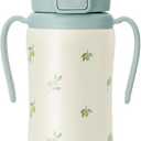 GROSMIMI Insulated 316 Stainless Steel Spill Proof Straw Cup, Water bottle with Flip Top for Toddlers, BPA Free (olive, 10oz)