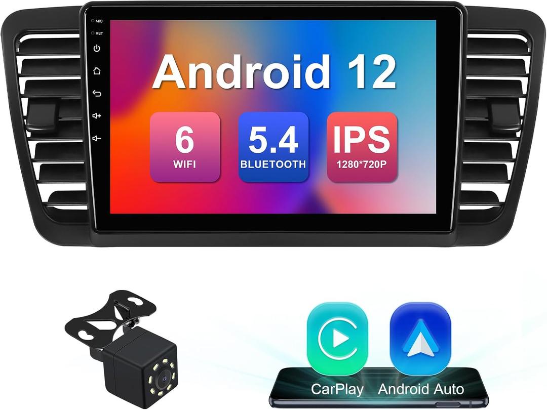 2+32G 9-inch Android 12 Car Stereo for Subaru Legacy Outback 2005-2009 IPS Touchscreen Screen Car Radio with Carplay & Android Auto Support Backup Camera GPS FM Navi BT SWC