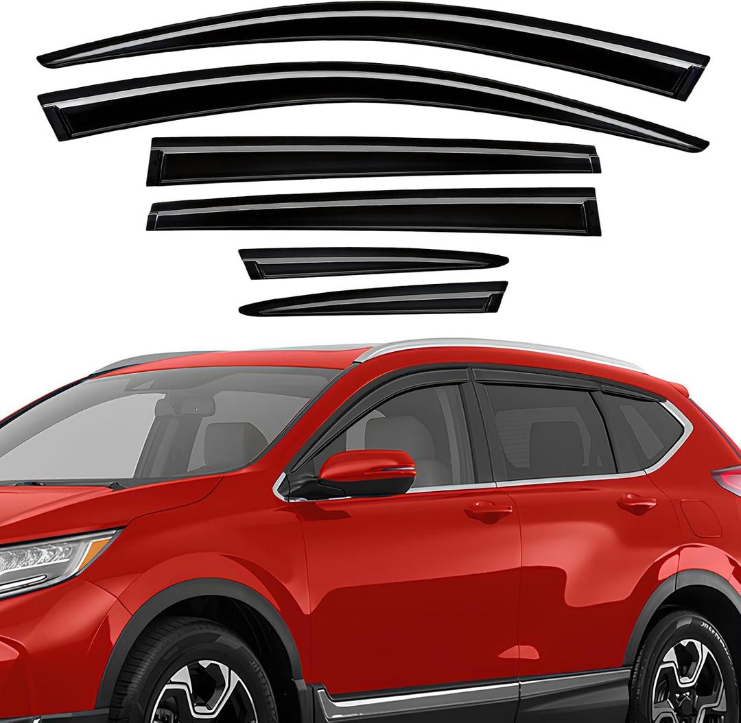 Rain Guards Compatible with Honda CR-V 2017 2018 2019 2020 2021 2022, Tape-on Durable Side Window Sun Wind Deflectors, 2017-2022 CRV Rain Guard Black 6 PCS