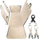 Dog Car Seat Cover for Back Seat, Dog Hammock for Car, Waterproof Backseat Cover for Dogs in Car SUV & Truck, with Mesh Window and Multiple Pockets (Regular 52"W x 58" L, Beige)