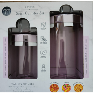Core 2PC Glass Canister Jar Red