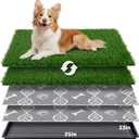 LOOBANI Large Dog Grass Pad with Tray - 35x23in Dog Litter Box with 2 Artificial Grass Patch + 2 Washable Pee Pads - Quickly Absorbency Indoor Outdoor Potty for Patio Balcony Apartment Use