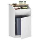YATINEY Trash Cabinet, Freestanding Trash Can Cabinet, Wooden Recycling with Flip Door, 10 Gallon Hidden Kitchen Garbage Can for Kitchen, Living Room, White WB01WT