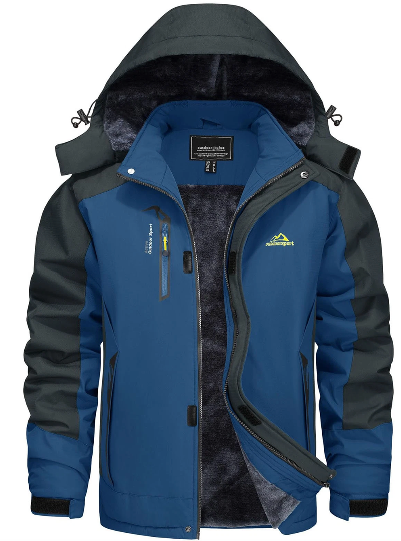Men's Winter Coats Water Resistant Ski Snow Jacket Warm Fleece Parka Hoodie Coat, Small