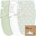 3-Pack Organic Baby Swaddle Sleep Sacks - Swaddles for Newborns, Infant 0-3 Months, Baby Girls, Boys, Soft & Snug Newborn Sleep Sack, Nursery Swaddling Blankets (Bunnies)