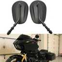 8mm Tapered Motorcycle Teardrop Rearview Short Stem Side Mirrors Replacement For Harley Road King Street Electra Glide Road Glide Dyna Softail Rearview 1982-2018 2019 2020 (Black)