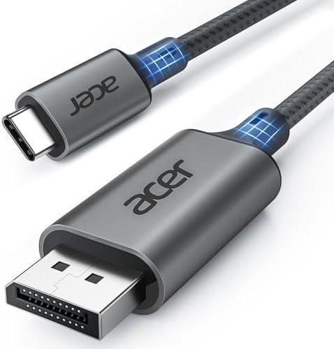 acer USB C to DisplayPort Cable 6.6 FT (4K@60HZ 2K@165Hz), Type-C to DisplayPort Cord (Sturdy Aluminum, Plug & Play) Thunderbolt 3/4/5 Compatible with MacBook Pro/Air, iPhone 16 Pro/Max