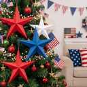 18 Pack 12'' 3D Large Patriotic Paper Stars Hanging Decorations 4th of July Red White and Blue Star Decor Memorial Day Tree Ornaments Independence Day 250th Anniversary Decoration for Ceiling Porch