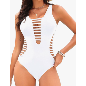 Aqua Eve Women Sexy One Piece Swimsuits Plunge Deep V Neck Cutout Bathing Suits, M