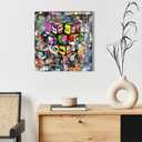 Ypxzzj Modern Abstract Canvas Wall Art for Living Room Graffiti Street Poster Pictures Paintings for Bedroom Urban Pop Wall Decor for Home Framed Ready to Hang(20''x20'')
