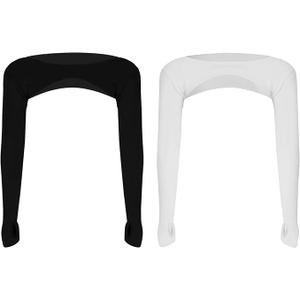 Women Long Sleeve Crop Top Cutout Yoga Sports Tee Workout Bolero Shrug Cropped Shirts Sun Protection Cooling Shawl Arm Sleeve, Black and White, One Size