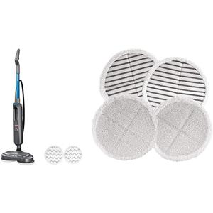Bundle of BISSELL SpinWave SmartSteam Scrubbing Steam Mop with Rotating Mop Pads + Bissell 2124 Spinwave Mop Pad Kit Replacement Pads, White