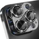 Choiche for iPhone 14 Pro/iPhone 14 Pro Max Camera Lens Protector, Bling Camera Cover with 9H Tempered Glass Lens Screen Protector Metal Ring Decoration Accessories (Glitter-Black)
