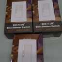 BESTTEN 3 Pack Super Slim Slide Dimmer Light Switch, Quiet Rocker, Max 300W LED, CFL, 600W Incandescent, Single Pole or 3 Way Dimmable Switch with Screwless Wallplate, ETL Listed, White