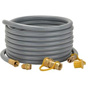 only fire 24 Ft 1/2" ID Natural Gas Hose, Propane Gas Grill Quick Connect/Disconnect Hose Assembly with 3/8" Female Flare x 1/2" Male Flare Adapter for Outdoor NG/Propane Appliance