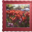12x12 Picture Frame with Mat for 10x10, Wavy Edge Wooden Real Glass Photo Frame for Wall Hanging, Red, 1 Pack