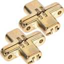 Healeved 6 Pcs Concealed Cabinet Hinges 1.64X1.3 Inch Self Closing Invisible Hinges for Kitchen Furniture Silent Flat Folding Hardware