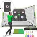 Golf Net for Backyard Driving - 10x7ft Heavy Duty Golf Practice Nets for Indoor/Outdoor Training, Real & LED Balls, Portable Hitting Net, Equipment for Golfers Backyard Driving Chipping Swing