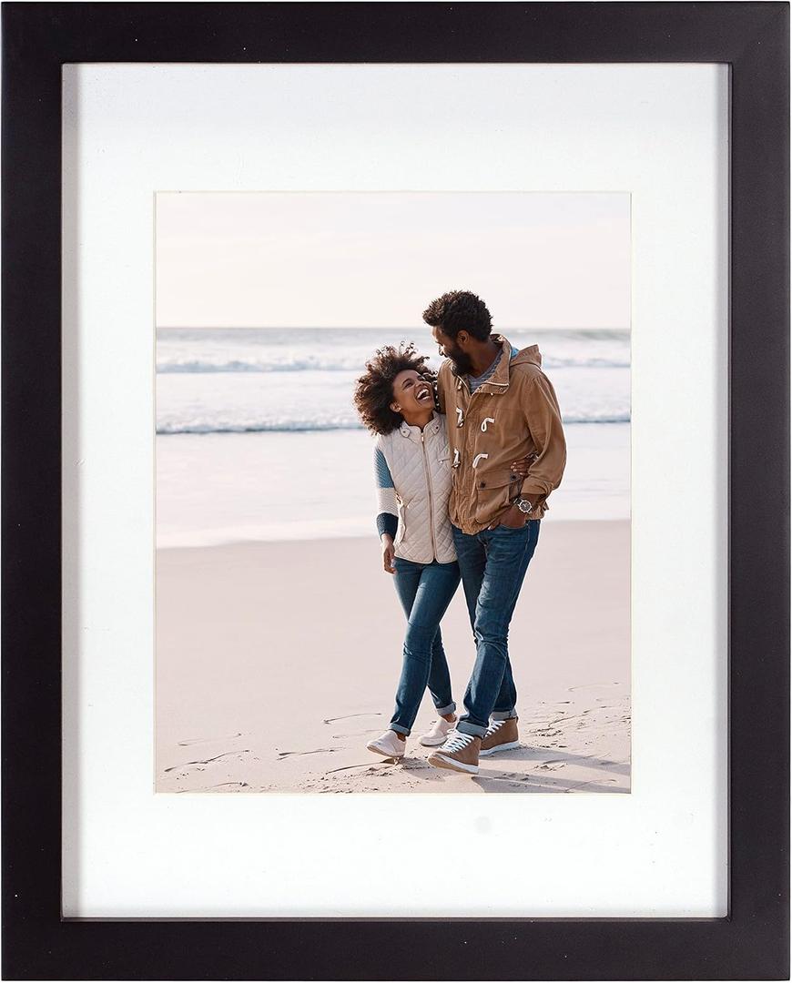 Malden International Designs 8x10 11x14 Black Matted Picture Frame