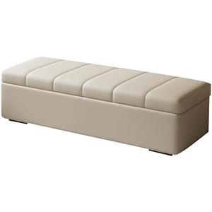 Rectangular Footstool, Ottoman Bench, Bedroom Bench with Storage, Bench for End of Bed, for Living Room, Bedroom(White,51.2in/130cm)