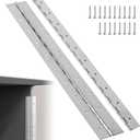 2 Pack Heavy Duty Piano Hinges, 48 Inch x 3 Inch Open Width Stainless Steel Piano Hinge 0.06" Thick Sliver Continuous & Piano Hinges with Screws for Wood Furniture, Door, Wooden Box (Silver)