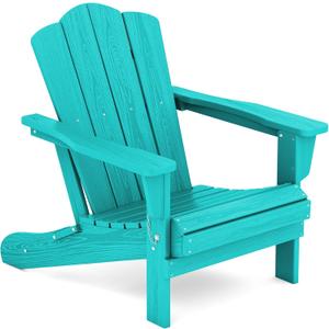 KINGYES Folding Adirondack Chair, HDPE All-Weather Patio Chairs, Wooden Textured Lawn Chair for Poolside, Backyard, Deck, Fire Pit, Aruba (1 Pack)
