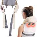 Shoulder Massager, Portable Rechargeable 6D Shiatsu Neck and Shoulder Massager with Heat, Deep Tissue Back Massager for Pain Relief & Relaxation (Ivory White)