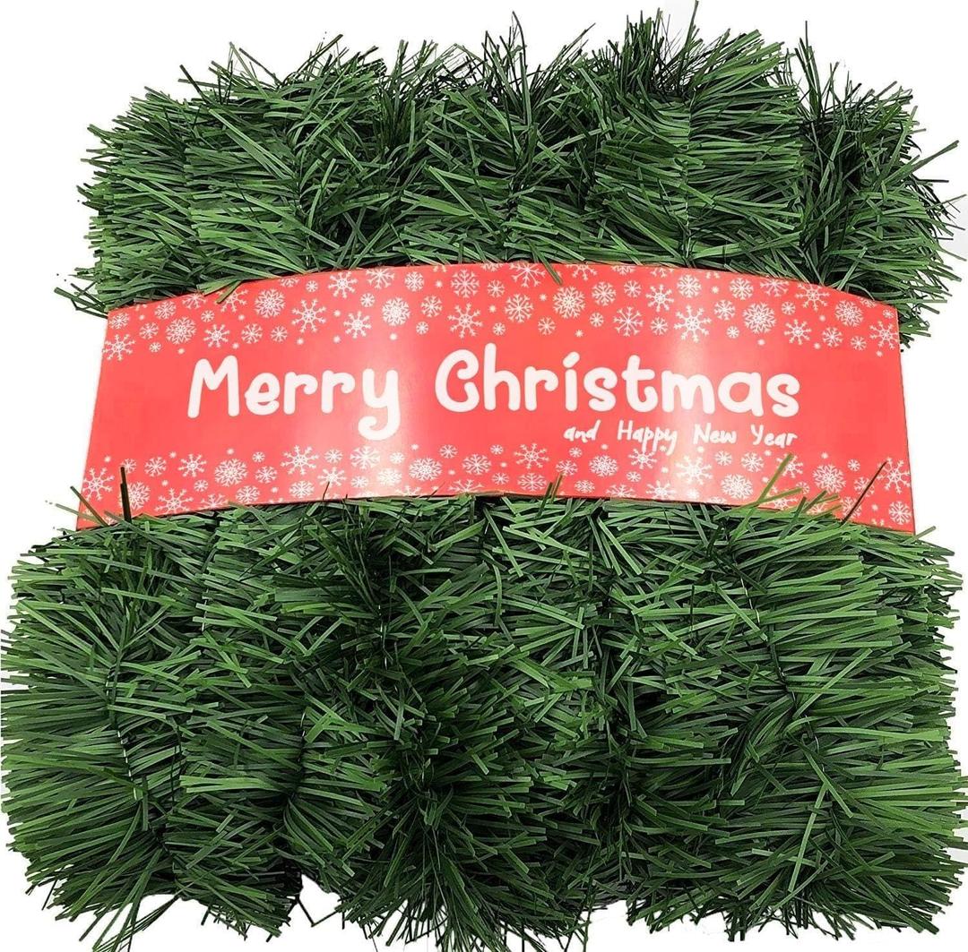 Christmas Garland, Artificial Non-Lit Soft Green Garlands, Classic Christmas Greenery Garland Festive Home Decor for Indoor or Outdoor Use