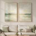 Framed Sage Green Abstract Wall Art for Living Room, Large Set of 2 Abstract Landscape Canvas Artwork for Walls, Minimalist Painting Print for Bedroom Dining Room Office Hallway Wall Decor, 24x36 Inch, 24" W x 36" H x 2Pcs