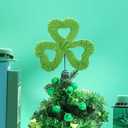 2 Pcs 7 Inch St Patrick's Day Tree Topper, Velvet Green Shamrock Tree Topper Decorations for St Patrick's Irish Festival Party Home Ornament Decor